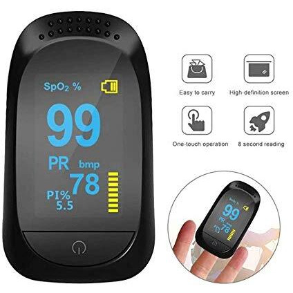Dr Vaku Professional Pulse Oximeter Fingertip, Spo2 And Pr Value Waveform Perfusion Index Blood Oxygen Saturation With Sleep Monitoring Function For Sports And Home - Lanyard Included - Black