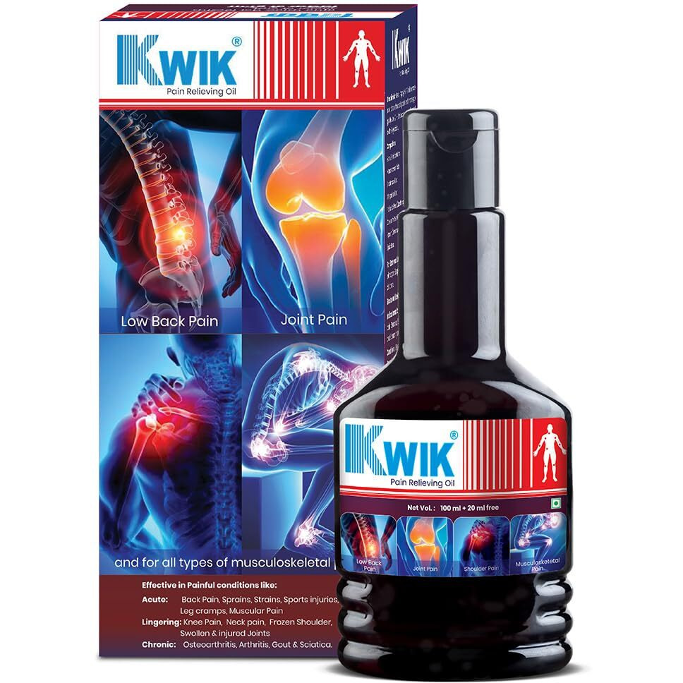 Ozone Kwik Pain Relief Oil With Cinnamomum & Mahanarayan Oil | Ayurvedic Pain Relief Oil | For Joint, Back, Knee, Shoulder & Muscle Pain | 120Ml (Pack Of 1)