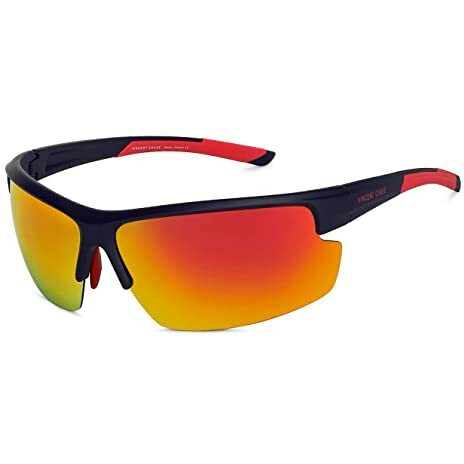 Vincent Chase Eyewear | Half Rim Sports Cricket Cycling Driving Riding Latest And Stylish Sunglasses Pink Lens & Blue Frame| Polarized & 100% Uv Protected | Men & Women | Large | Vc S14117 - Pack Of 1
