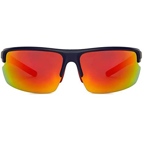 Vincent Chase Eyewear | Half Rim Sports Cricket Cycling Driving Riding Latest And Stylish Sunglasses Pink Lens & Blue Frame| Polarized & 100% Uv Protected | Men & Women | Large | Vc S14117 - Pack Of 1