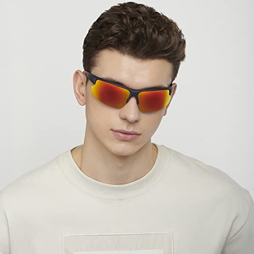 Vincent Chase Eyewear | Half Rim Sports Cricket Cycling Driving Riding Latest And Stylish Sunglasses Pink Lens & Blue Frame| Polarized & 100% Uv Protected | Men & Women | Large | Vc S14117 - Pack Of 1