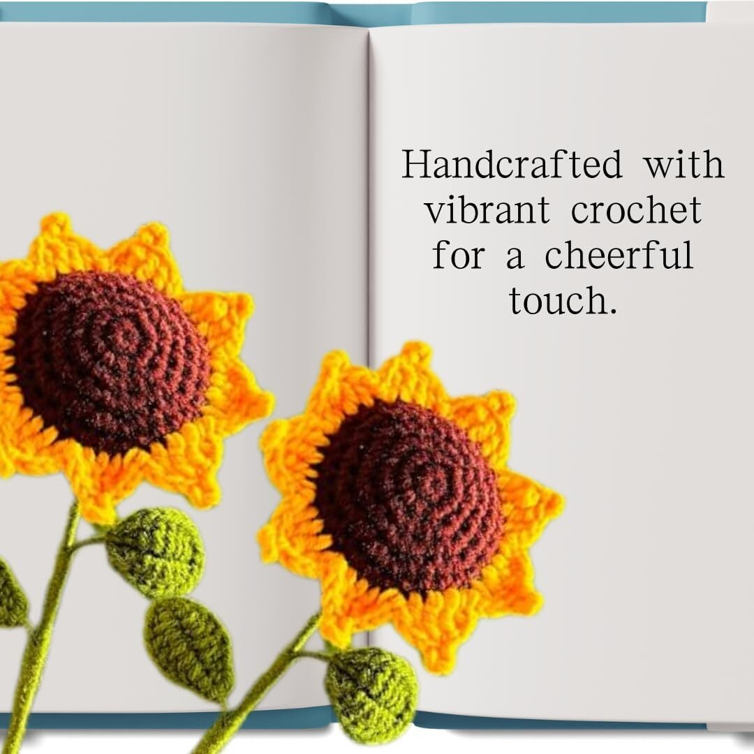 Craftycrook Crochet Sunflower Decor, Knitted Fake Sunflower Crochet Artificial Daisy With Stem Decoration Handmade Sun Flower Bouquet For Table Centerpieces Gift, Multicolor