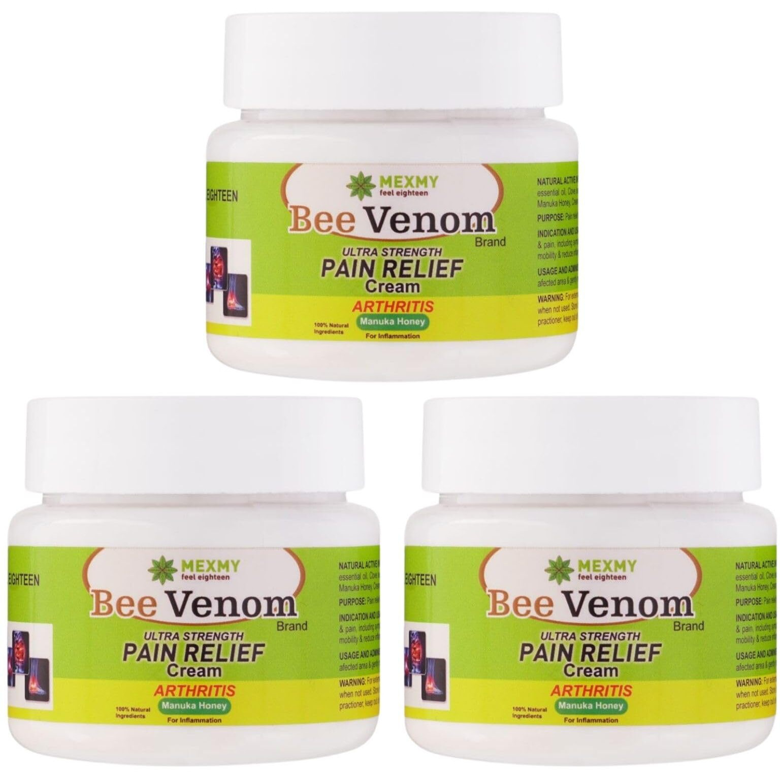 Bee Venom Pain Relief Cream For Strong Ayurvedic Joint Pain Relief Cream, Knee Pain, Neck Pain, Back Pain, Shoulder Pain, (Pack Of 3-300Gm)