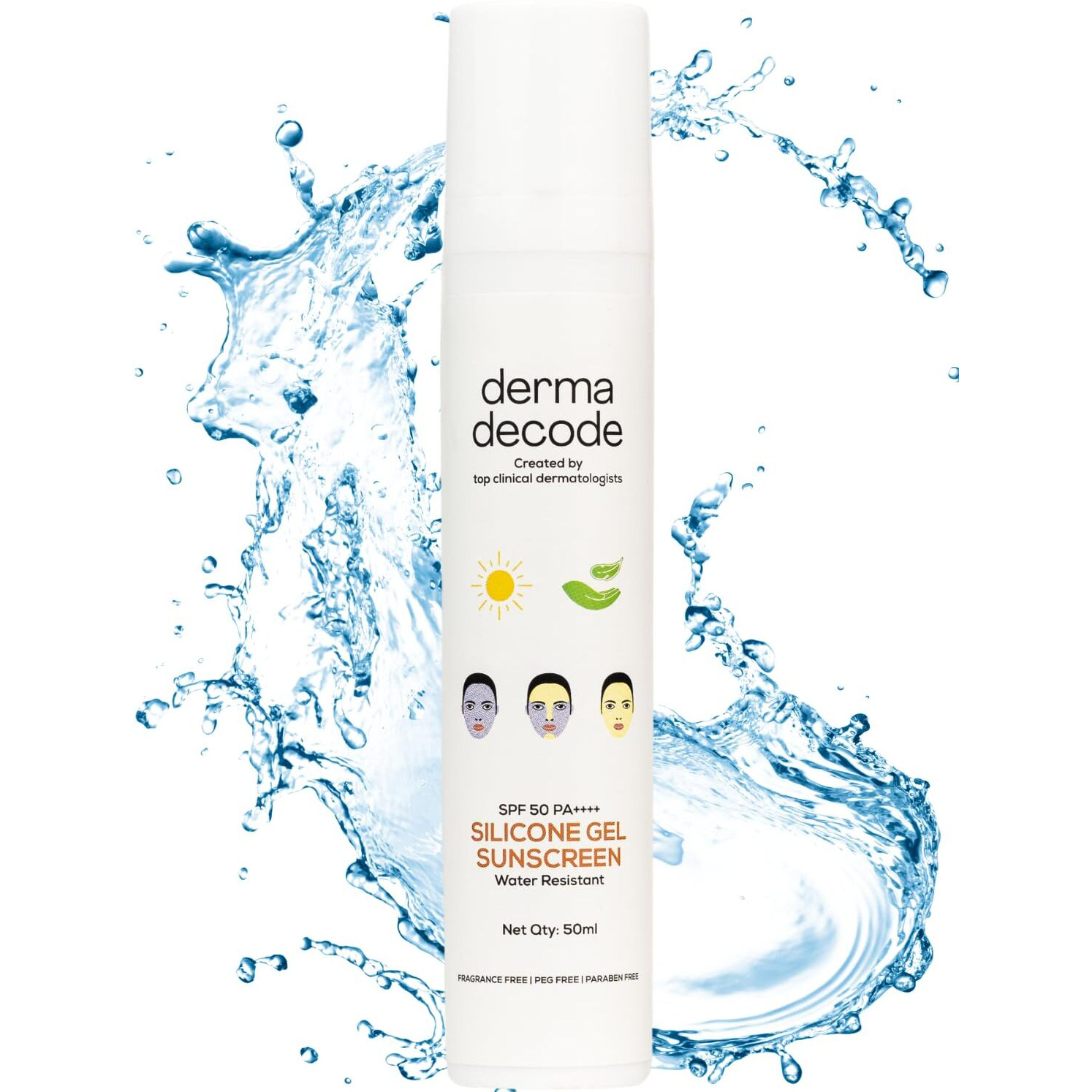 Derma Decode Waterproof Sunscreen For Swimming Spf 50 Pa++++ | 80 Min+ Water Resistant, Sweat-Proof & Broad Spectrum Uva/Uvb Protection For All Skin Types | Feather Light , No White Cast | Pool / Beach / Sports (50Ml)