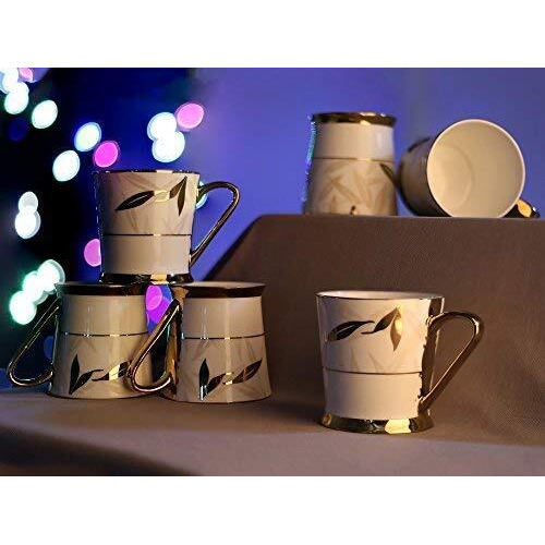 Femora Indian Ceramic Tea Cup Set, 200 Ml, Set Of 6, Multi-Color (Not Microwave Safe)