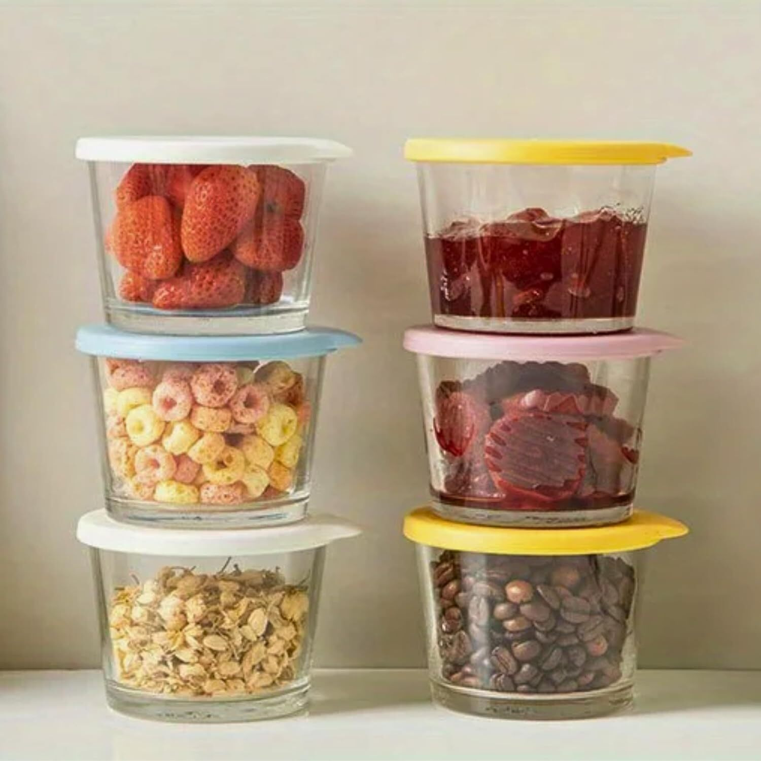 Homeessentials Glass Containers With Lid - 260Ml Leak-Proof Glass Sealed Jar With Lid|Food Grade Ideal For Kitchen,Refrigerator,Storage,Fresh-Keeping,Storage,Milk,Fruit,Coffee (Pack Of 4) Transparent
