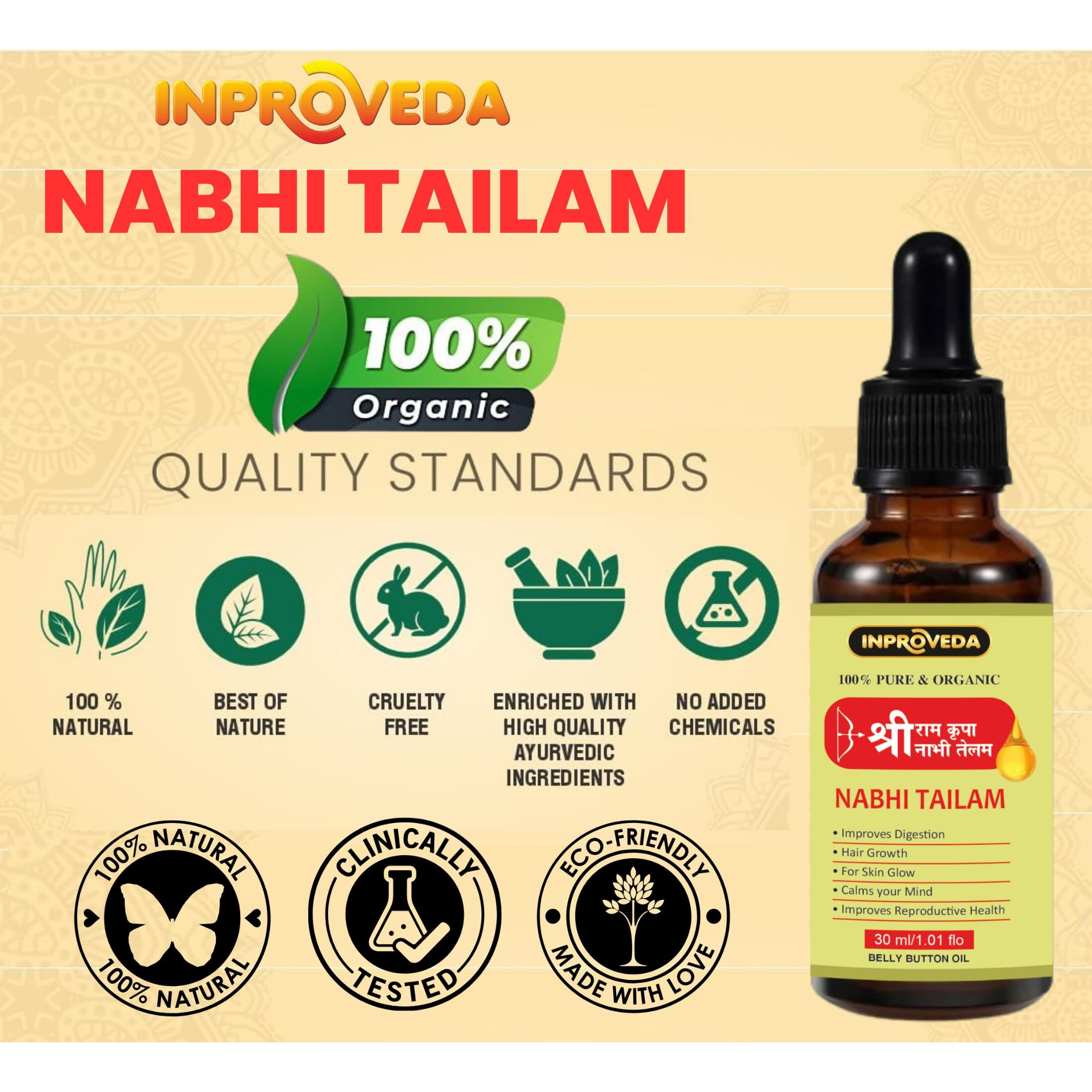 Inproveda Sri Ram Kripa Nabhi Tailam 30Ml |   2 X 30Ml | Ayurvedic Nabhi Oil | Belly Button Oil | Combo Pack Of 02  60Ml