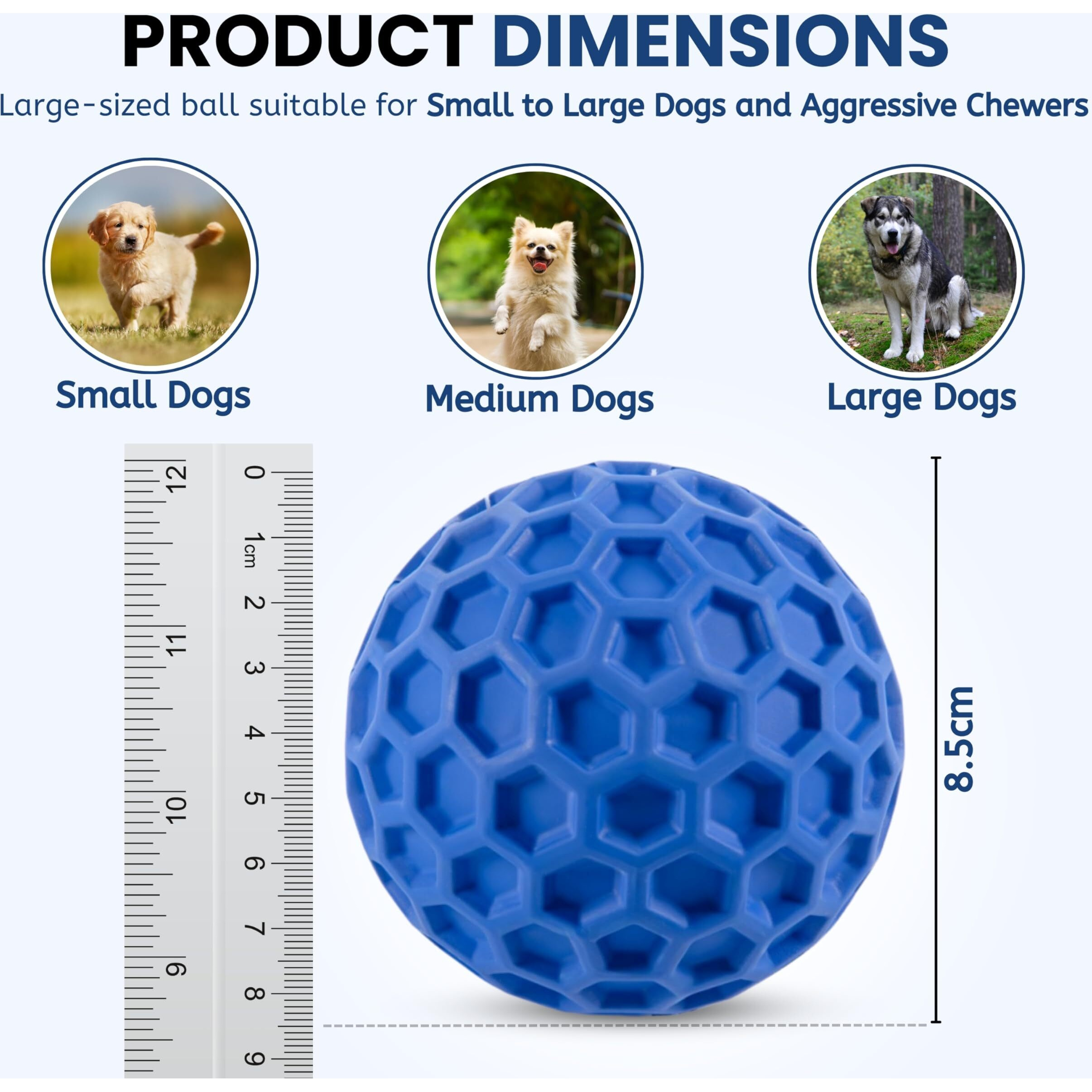 Foodie Puppies Aggressive Chewers Large Breed Interactive Pet Squeaky Tough Durable Dog Chew Ball Toy For Medium Dogs With Non-Toxic Natural Rubber (Golf Ball - Large)