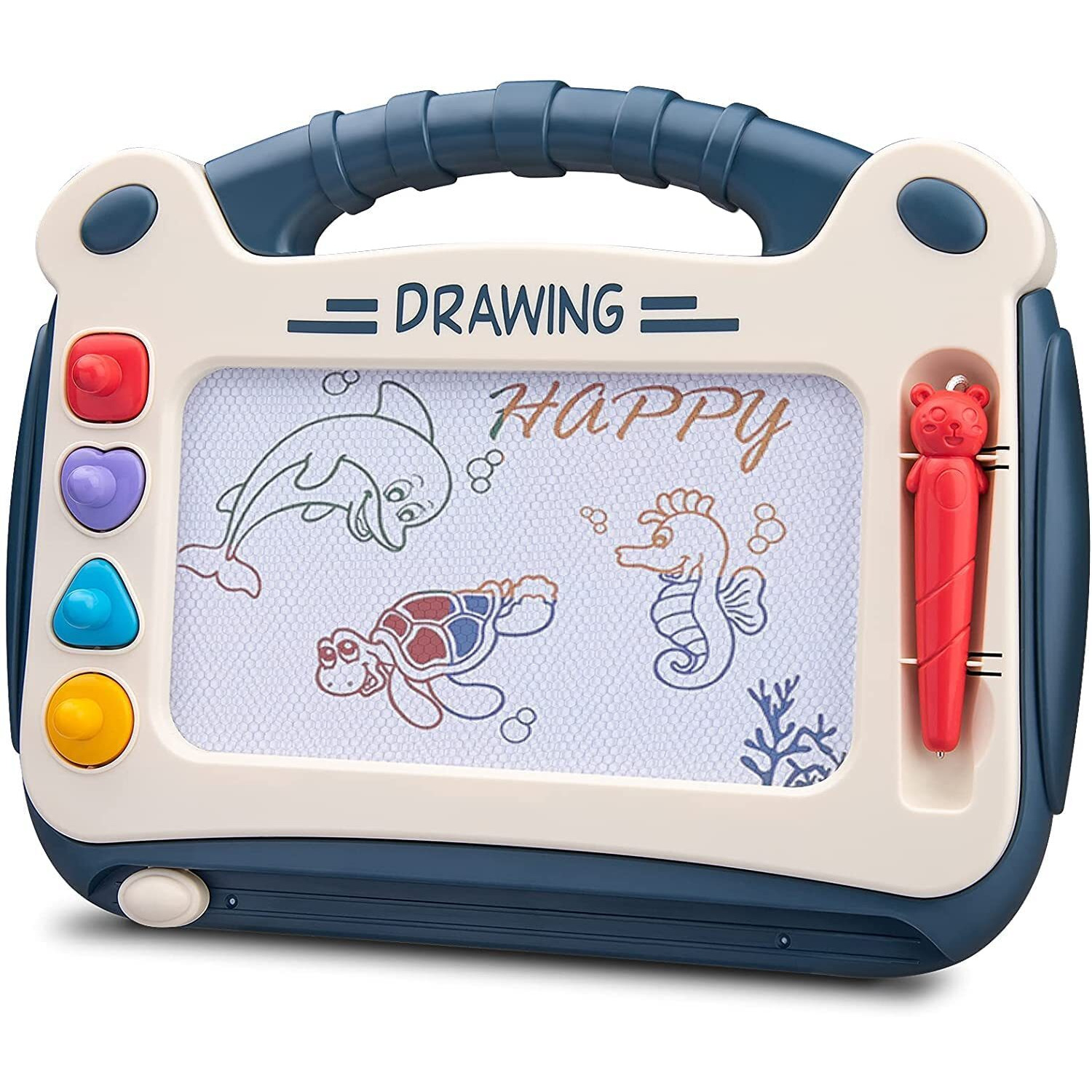 Wishkey Plastic 2 In 1 Magic Slate Magnetic Drawing Erasable Doodle Pad Board For Writing & Sketching, Fun Educational Learning Toys & Games For Boys & Girls(Pack Of 1 Blue), 3 Years And Above