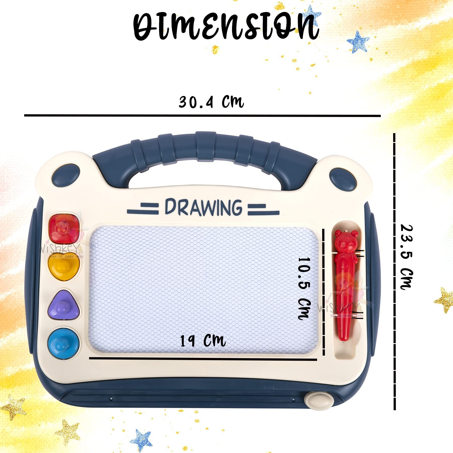 Wishkey Plastic 2 In 1 Magic Slate Magnetic Drawing Erasable Doodle Pad Board For Writing & Sketching, Fun Educational Learning Toys & Games For Boys & Girls(Pack Of 1 Blue), 3 Years And Above