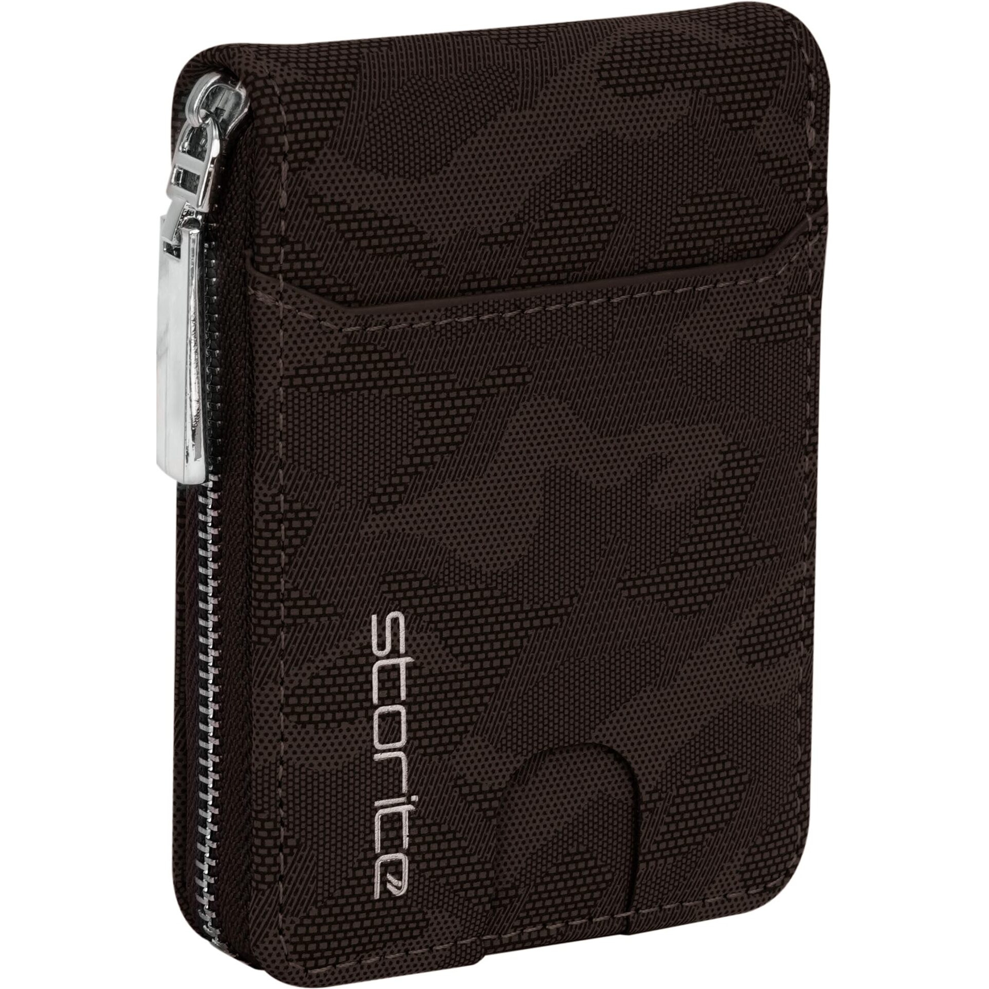 Storite Pu Leather 9 Slot Vertical Credit Debit Card Holder Money Wallet Zipper Coin Purse For Men Women - (11.5 Cm X 8 Cm X 2Cm -Dark Coffee)