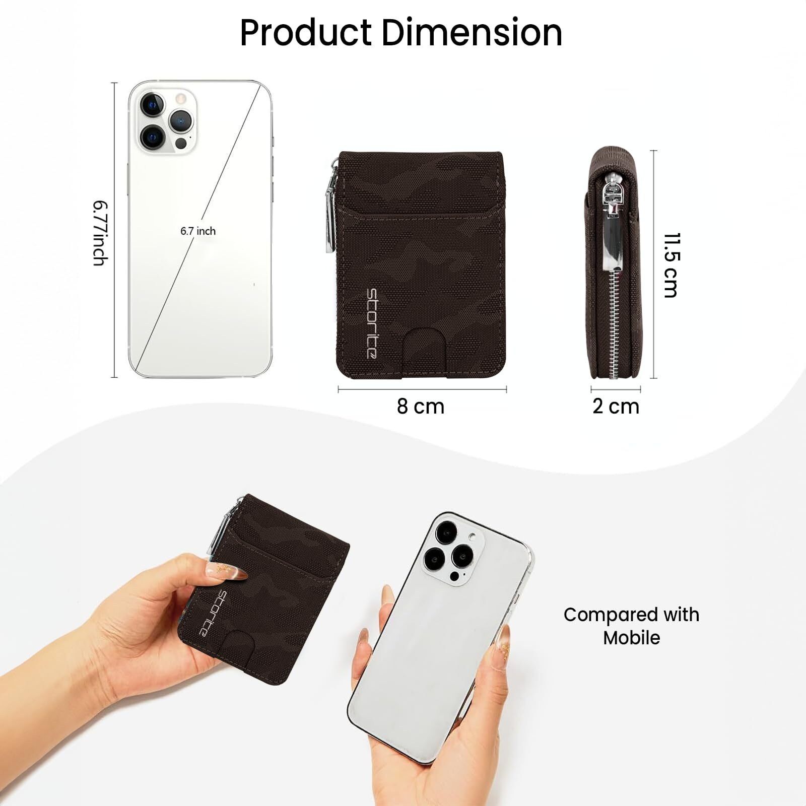 Storite Pu Leather 9 Slot Vertical Credit Debit Card Holder Money Wallet Zipper Coin Purse For Men Women - (11.5 Cm X 8 Cm X 2Cm -Dark Coffee)