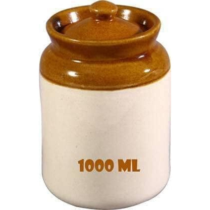 Azrylix Handmade Ceramic Pickle Jar With Lid | Achar Container | 1000Ml Containers For Pickles & Spices | Ceramic Jars For Kitchen Storage |1 Kg Achaar Martban | Salt Container | Easy To Clean