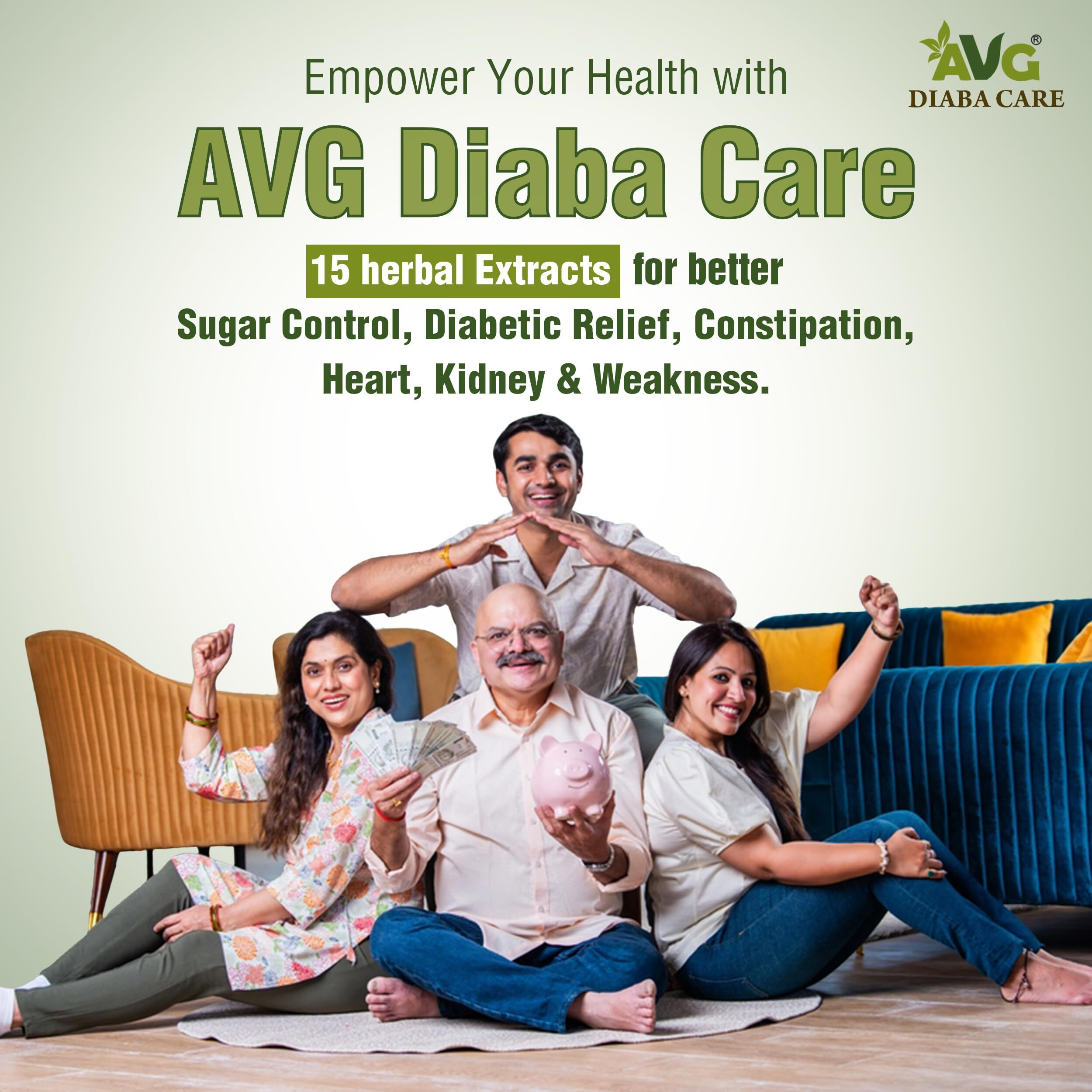 Avg Health Organics Diaba Care Karela Jamun Neem Powder 200Gm Each, Pack Of 2 Diabetes Care Ayurvedic Supplement With Arjuna, Gokhru & Triphala, Helps In Relieving Constipation