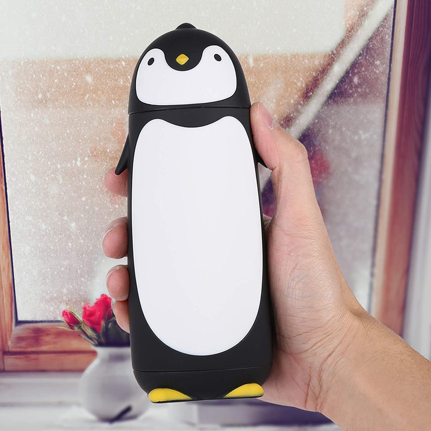 Bliss Satrt Glass Penguin Cartoon Water Bottle Funny Travel Mug Insulated Vacuum Water Bottle Travel Coffee Mug For Coffee Tea Beverages (Multicolor,Pack Of 1)