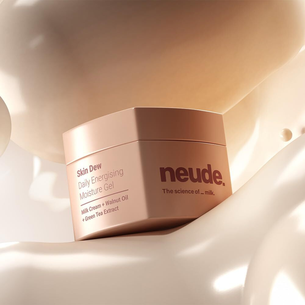Neude Skin Dew 50Ml Energising Daily Gel Face Moisturizer With Milk Cream Green Tea Niacinamide For Men And Women Lightweight Non-Sticky Hydrating Cream For Oily And All Skin Types Paraben Free