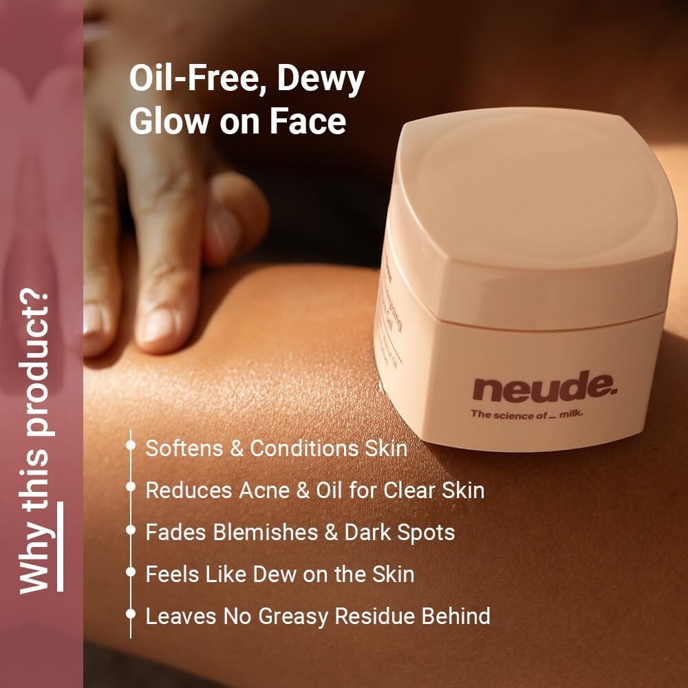 Neude Skin Dew 50Ml Energising Daily Gel Face Moisturizer With Milk Cream Green Tea Niacinamide For Men And Women Lightweight Non-Sticky Hydrating Cream For Oily And All Skin Types Paraben Free