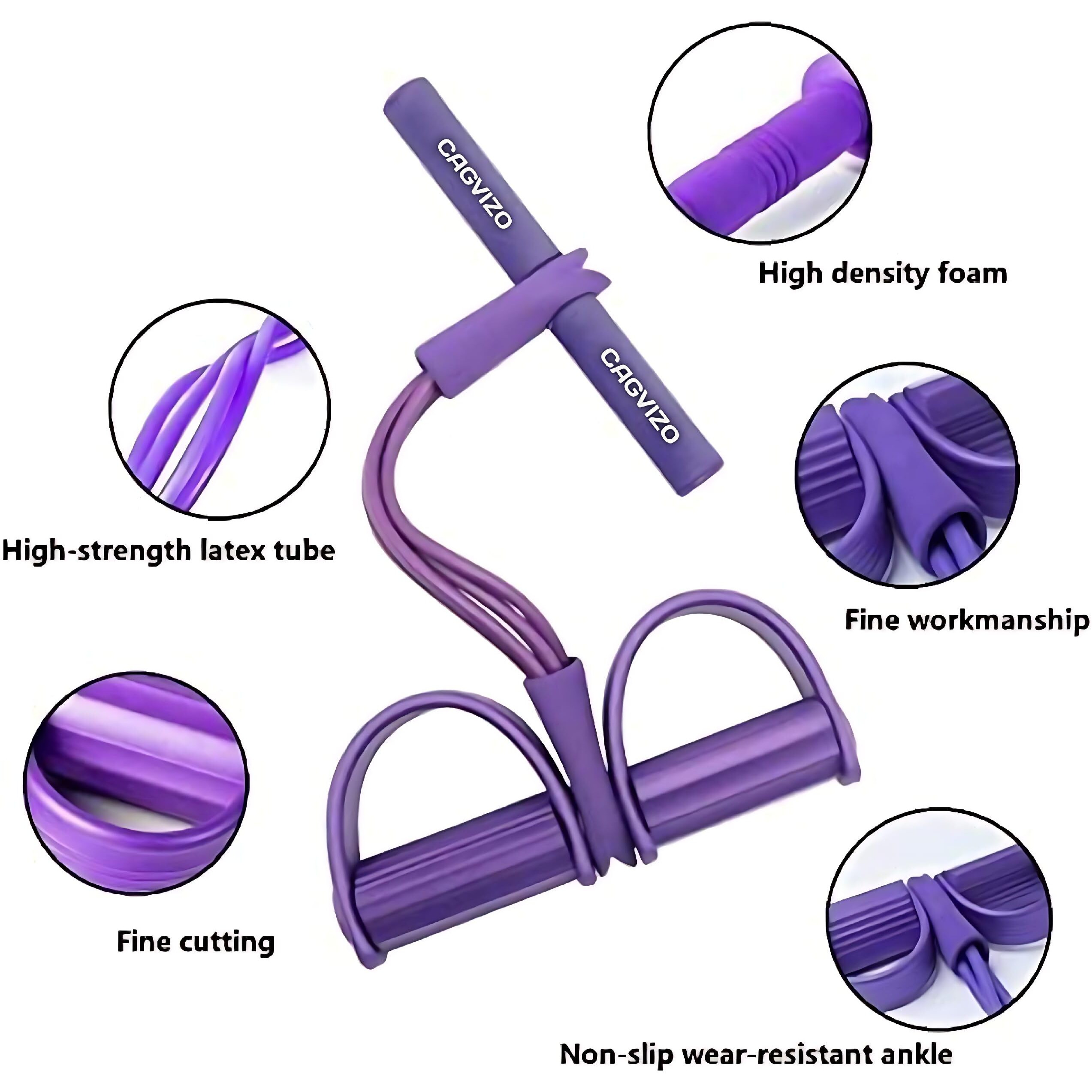 Cagvizo 4-Tube Exercise Pedal Pull Reducer| Resistance Band Yoga Sports Equipment| Belly Abdomen Waist| Arm Leg Stretching Exercise| Portable Home Gym Sit-Ups Device For Men And Women. (Multicolor)