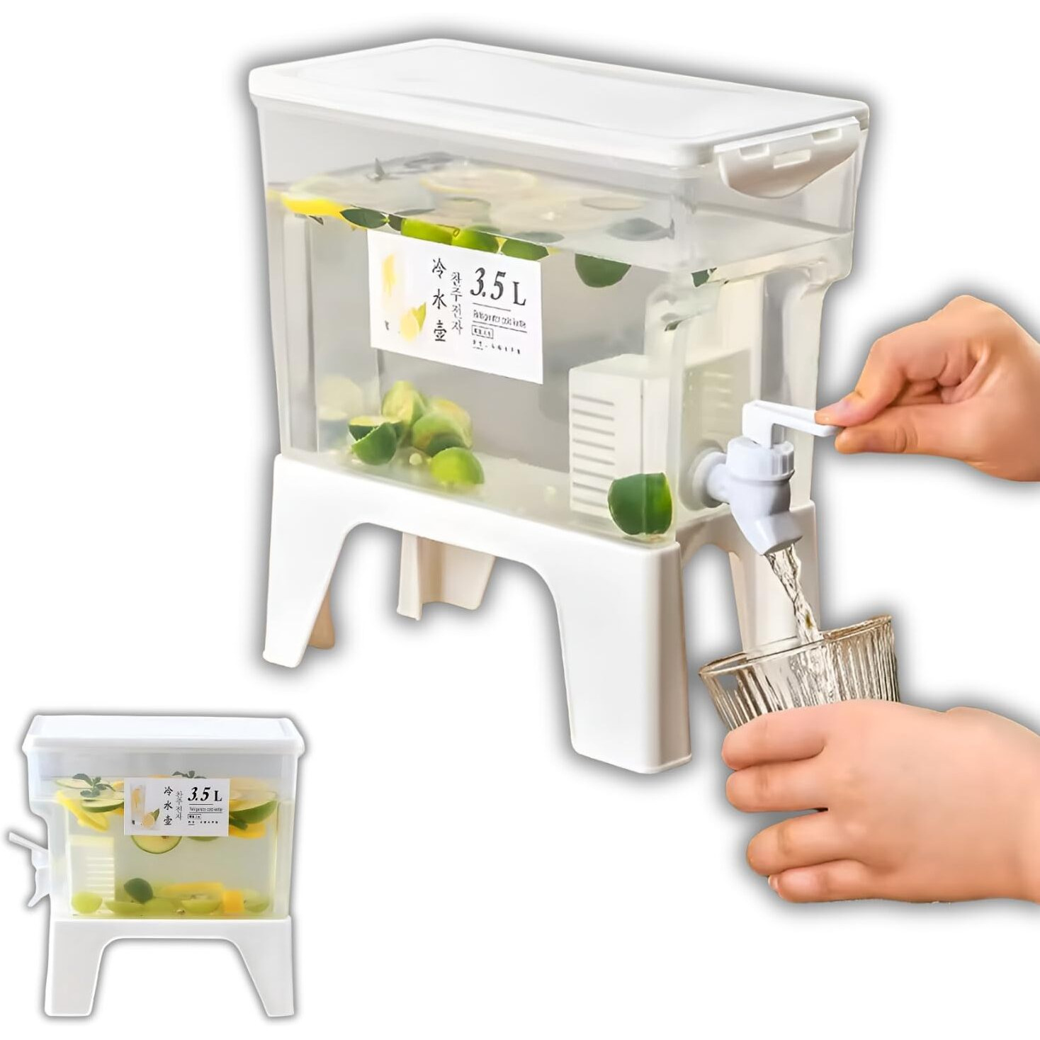 Kreps Drink Dispenser With Removable Stand | 3.5L Refrigerator Water Jug Cold Kettle - Fridge Water Jug Cold Kettle For Iced Coffee, Lemonade (1)