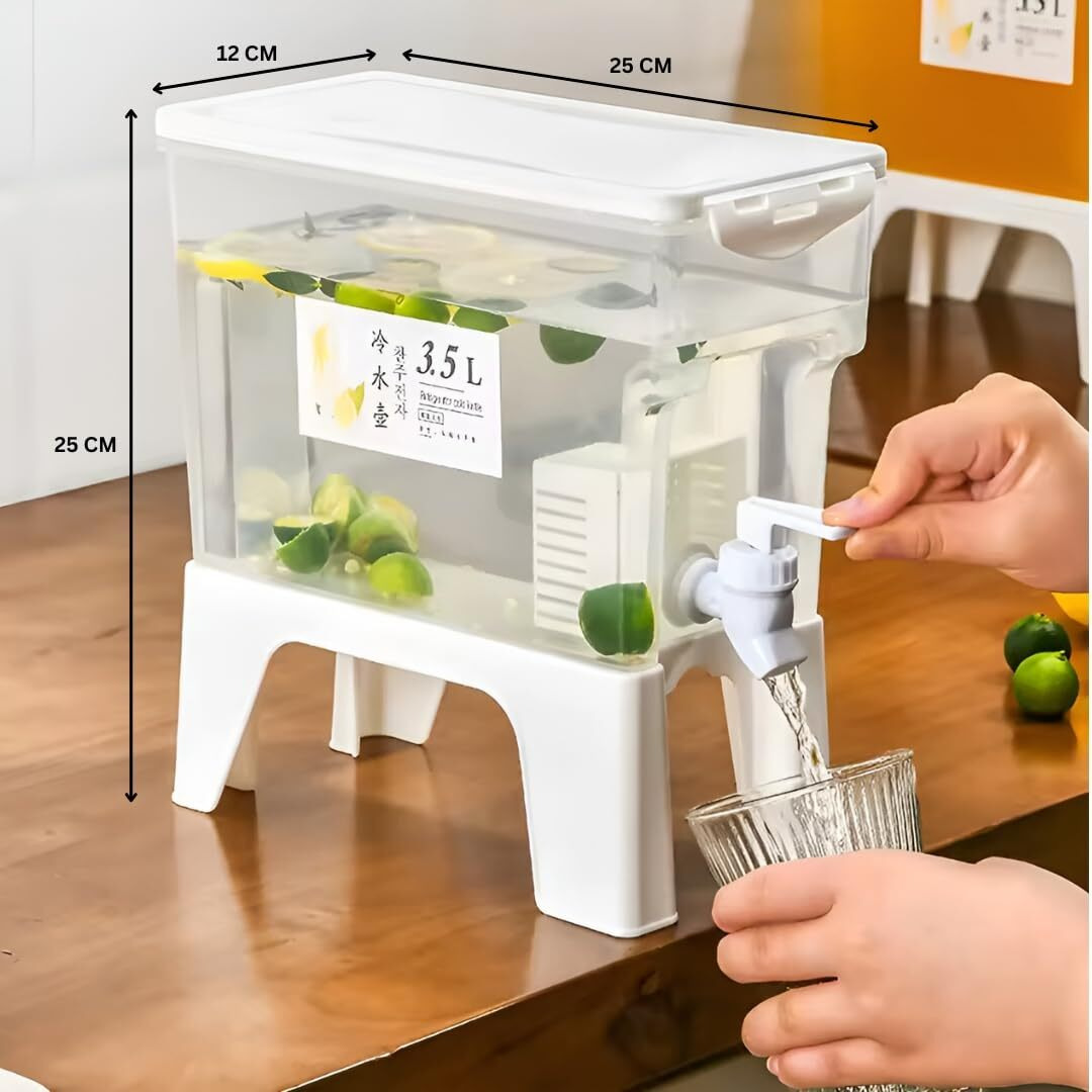 Kreps Drink Dispenser With Removable Stand | 3.5L Refrigerator Water Jug Cold Kettle - Fridge Water Jug Cold Kettle For Iced Coffee, Lemonade (1)