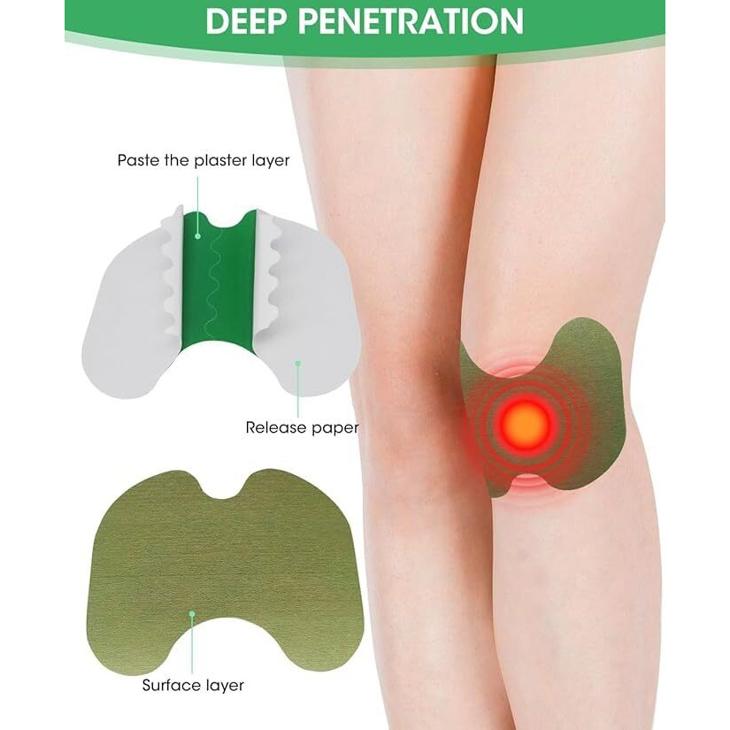 Ayurvedic Natural Knee Pain Relief Patches - Arthritis Inflammation Plaster For Knee Support & Muscle Pain - Maximum Strength For A Temporary Relief - Adhesive Heat Patches Made With Natural Herbs(20 Pads)