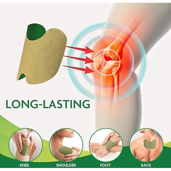 Ayurvedic Natural Knee Pain Relief Patches - Arthritis Inflammation Plaster For Knee Support & Muscle Pain - Maximum Strength For A Temporary Relief - Adhesive Heat Patches Made With Natural Herbs(20 Pads)