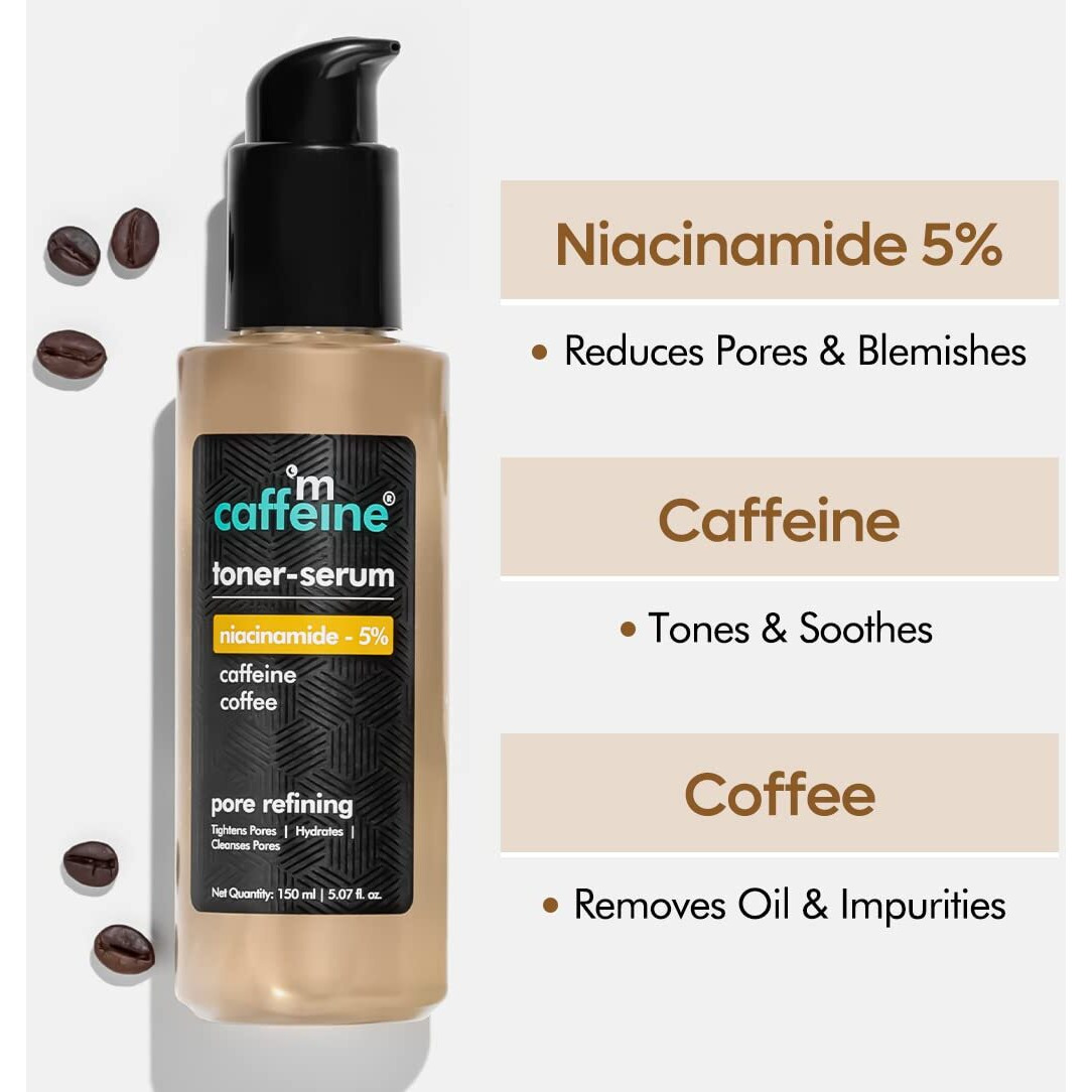 Mcaffeine 5% Niacinamide 2 In 1 Toner-Serum With Coffee For Pore Refining|Fades Blemishes, Tightens & Cleanses Pores|24 Hrs Hydration|Lightweight Face Toner For Women & Men - 150 Ml, Pack Of 1