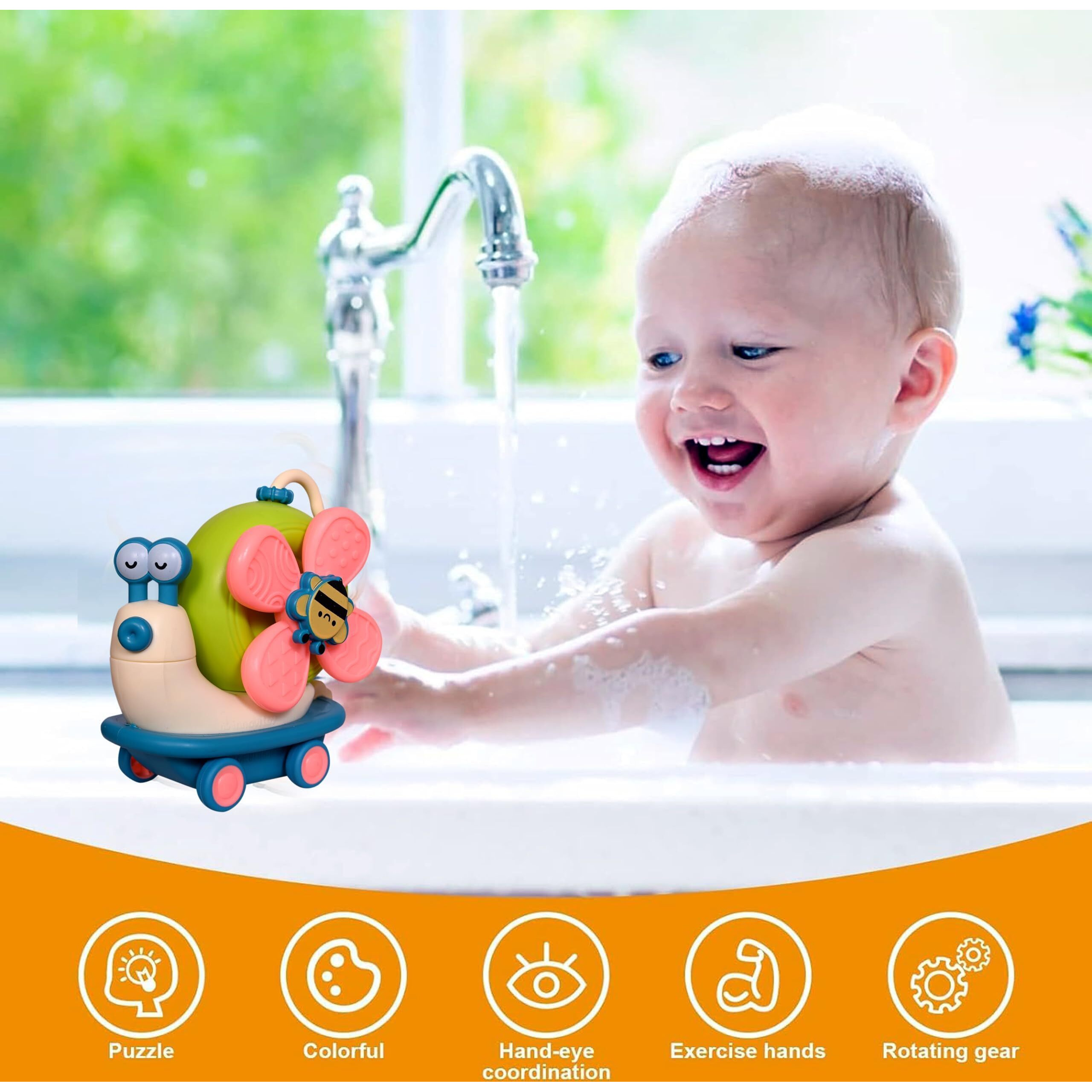 Tec Tavakkal Suction Cup Spinner Toys Sensory Montessori Educational Toys Cute Animal Food Grade Silicone Baby Bath Toys Convertible Push-And-Go Car Learning Activities Gifts For Kids (Pink)