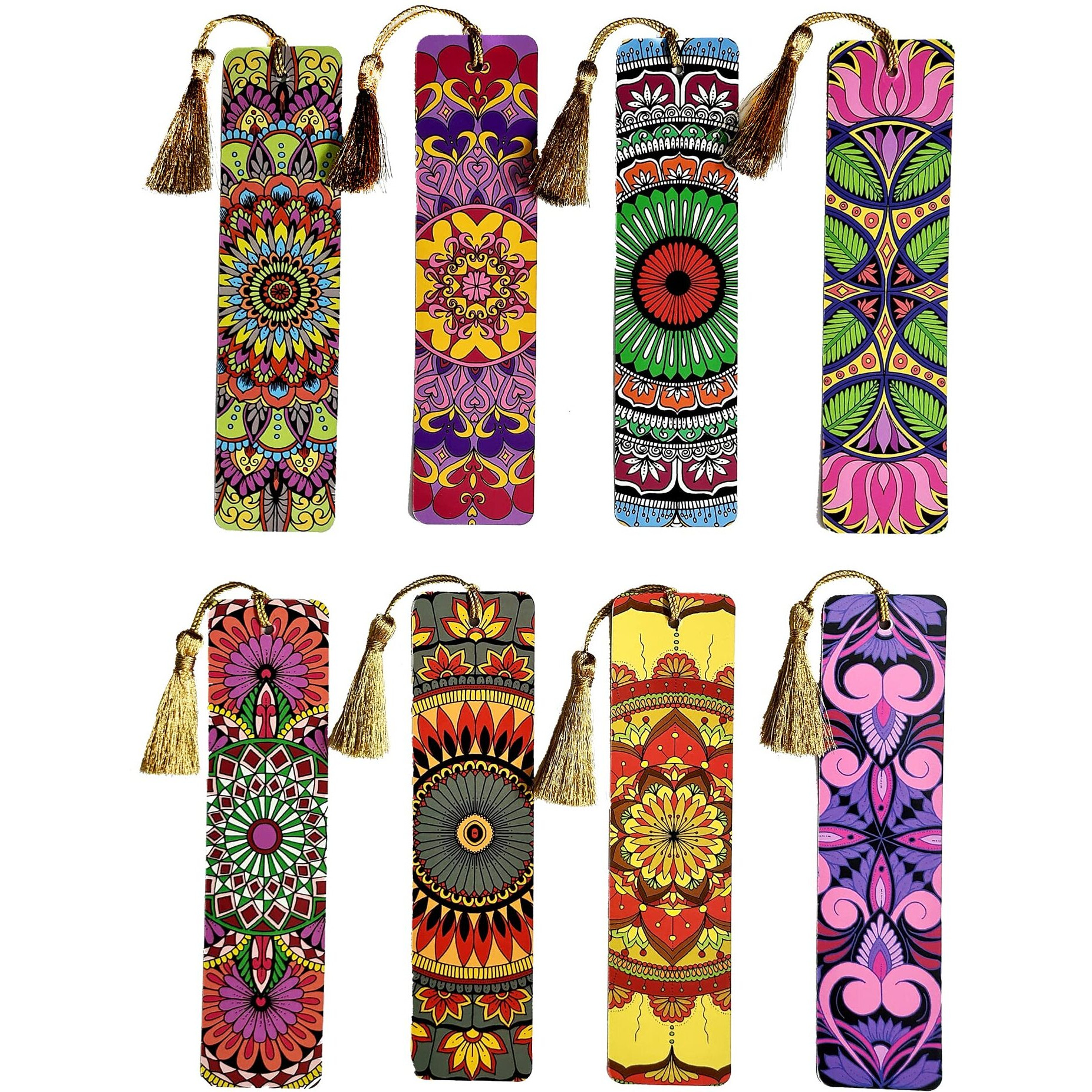 Ambiyaa Handmade Mandala Bookmarks Set Of 8 Bookmarks With Tassel