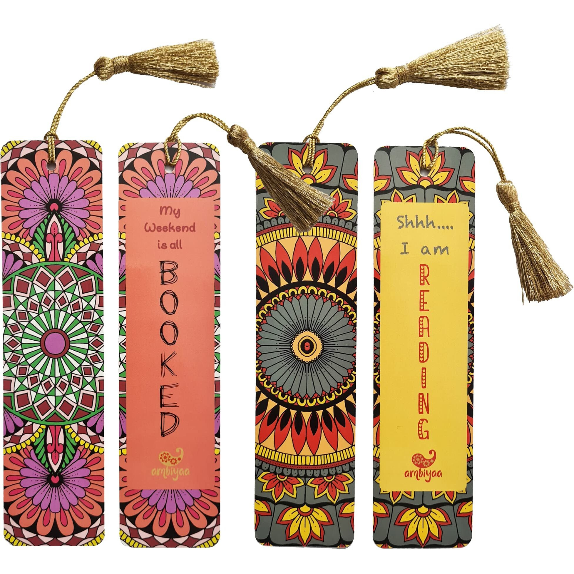 Ambiyaa Handmade Mandala Bookmarks Set Of 8 Bookmarks With Tassel