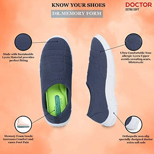 Doctor Extra Soft Memory Foam Women's Shoes For Walking Gym Training,Casual, Sports,Slip-On,Lightweight Lace Up Athletics Slipon Running Sneaker For Ladies And Girls Grey,6 Uk