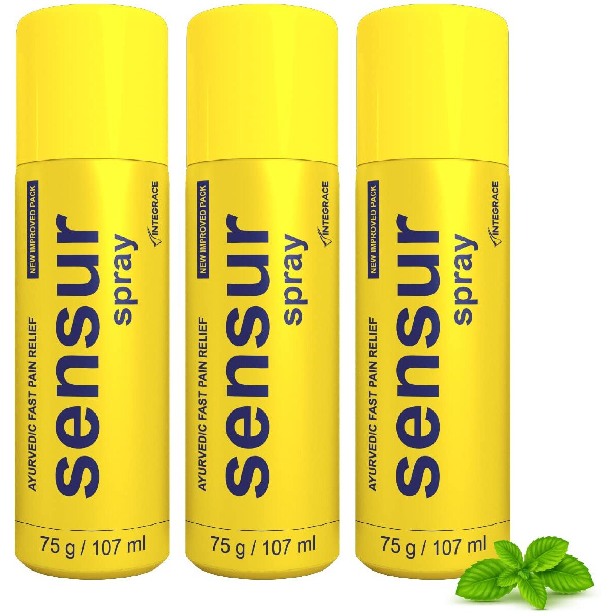 Sensur Ayurvedic Fast Pain Relief Spray - 100Ml + 7Ml (Pack Of 3 X 107Ml) | Safe For Men, Women & Kids | 100% Ayurvedic Formula With Fast Action