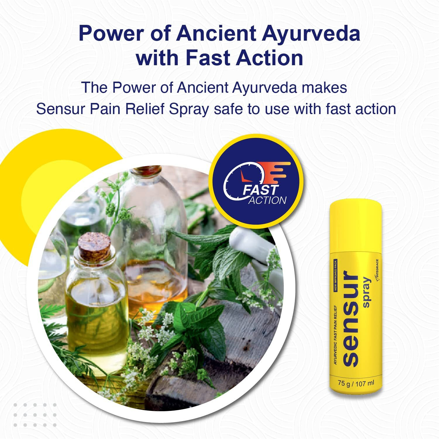 Sensur Ayurvedic Fast Pain Relief Spray - 100Ml + 7Ml (Pack Of 3 X 107Ml) | Safe For Men, Women & Kids | 100% Ayurvedic Formula With Fast Action