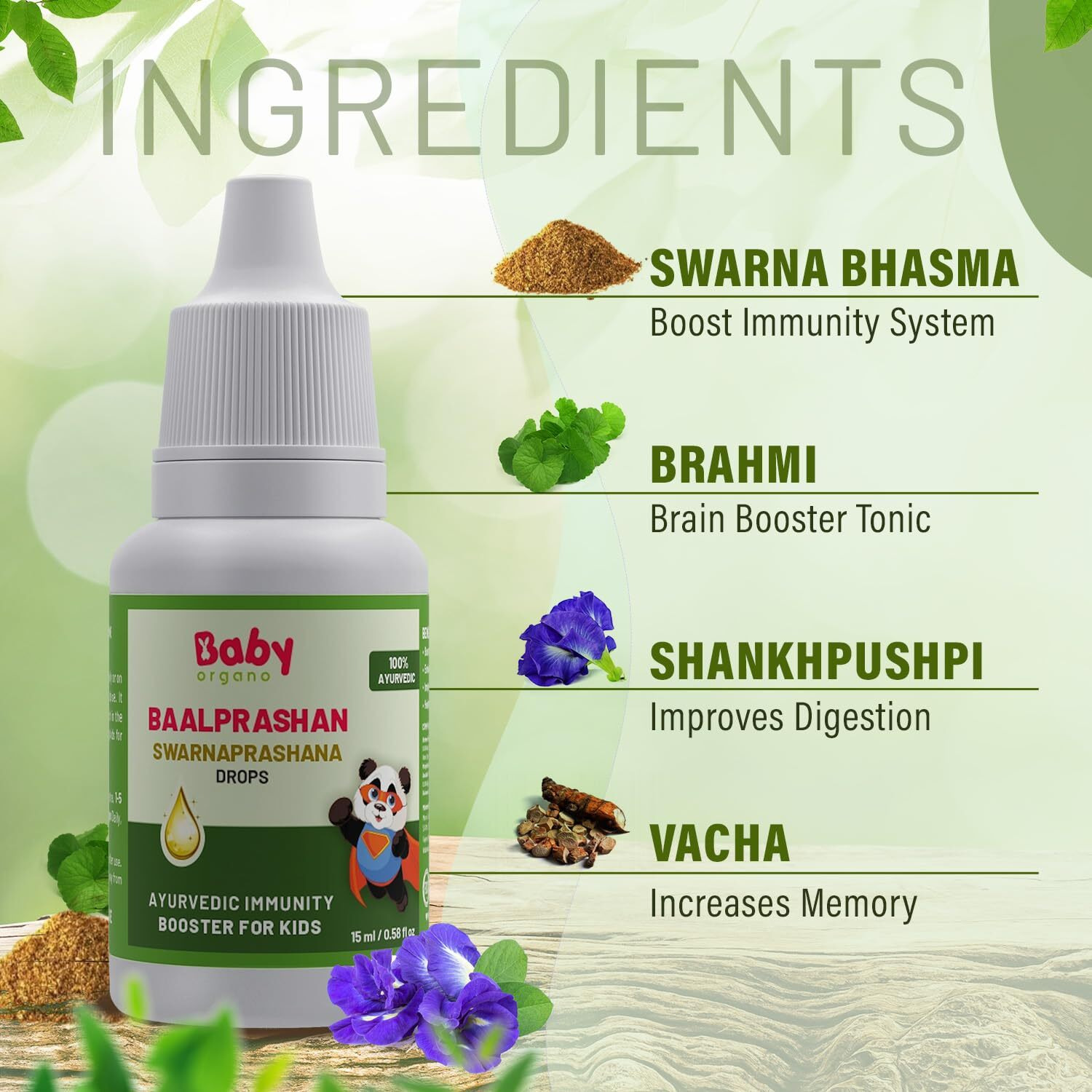 Baalprashan Swarnaprashan | Suvarnaprashan Drops For Kids, 24Ct Gold Infused Immunity Booster For Kids, Growth & Strength 100% Ayurvedic | Age 0-15 Years - 15Ml