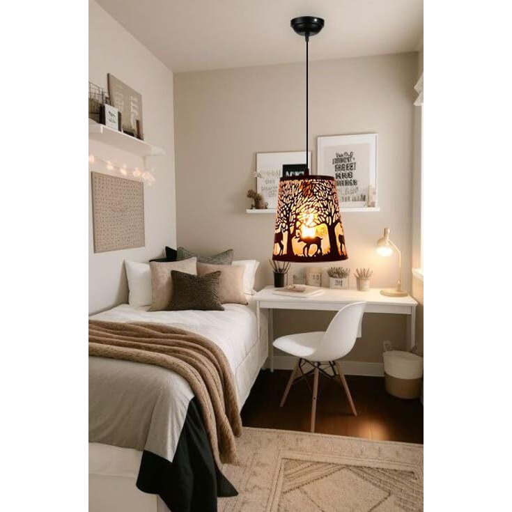 Gauvik Black Trapezoid Design Hanging Pendant Lamp/Hanging Lamp/Ceiling Light For Bedroom, Living Room, Restaurants, Dining, Coffee Shop, Home And Office. (Pack Of 1) (Bulb Not Included)