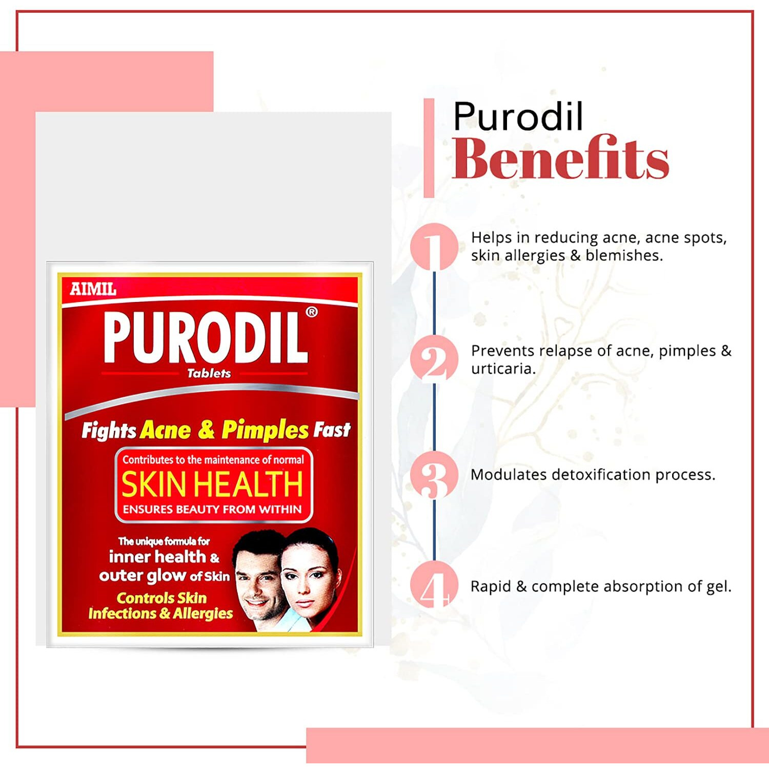 Aimil Purodil Blood Purifying Formula For Healthy Skin| Clear Complexion Ayurvedic Tablets| 30 Tablets (Pack Of 4)