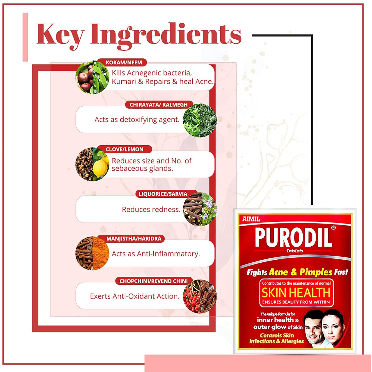 Aimil Purodil Blood Purifying Formula For Healthy Skin| Clear Complexion Ayurvedic Tablets| 30 Tablets (Pack Of 4)