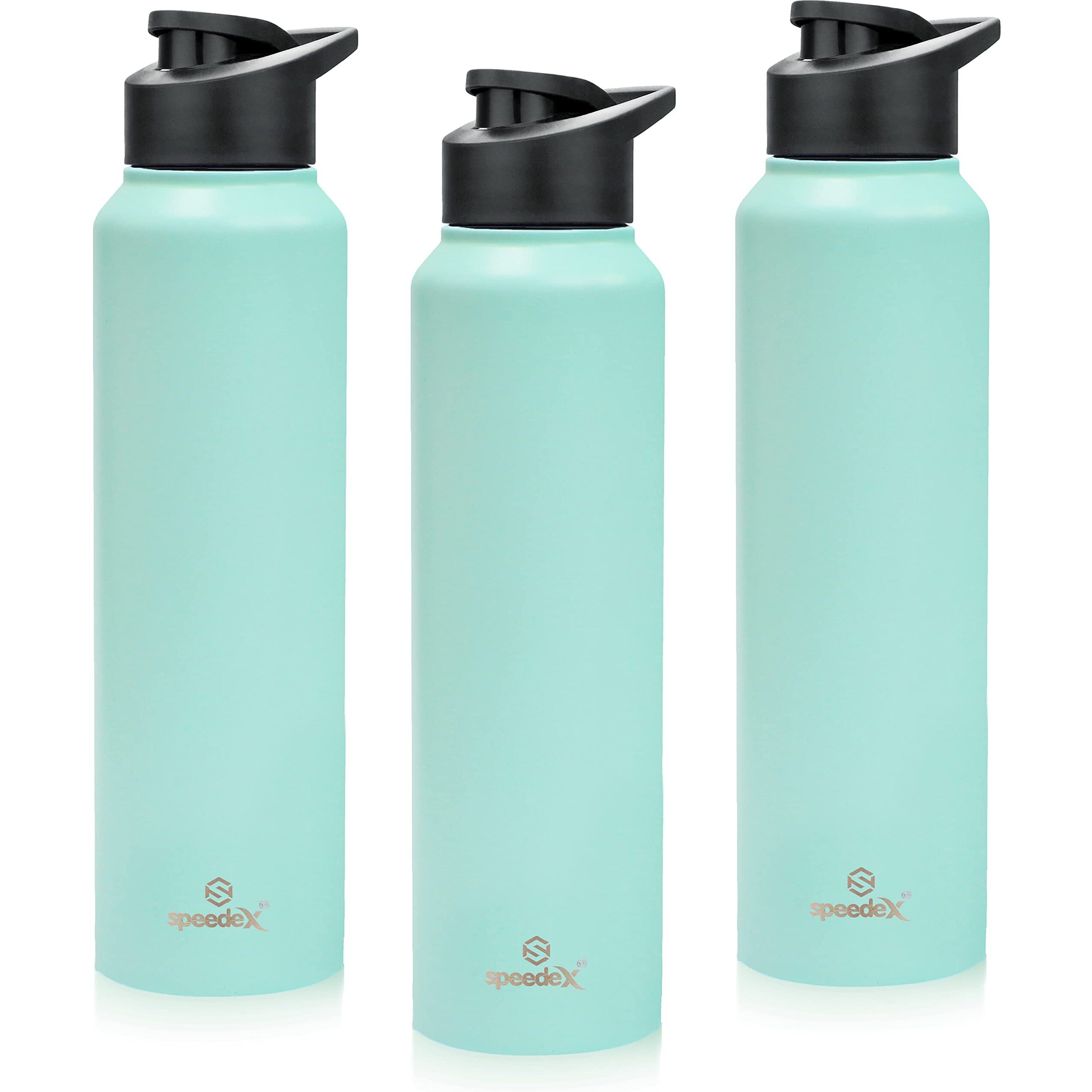 Speedex Stainless Steel Water Bottle 1 Ltr For Kids, Boys, Girls, 1 Litre Bottles For Gym, Sports, Fridge Use, School & Office - 1000Ml, Pastel Green Colour, Set Of 3, Sipper Cap