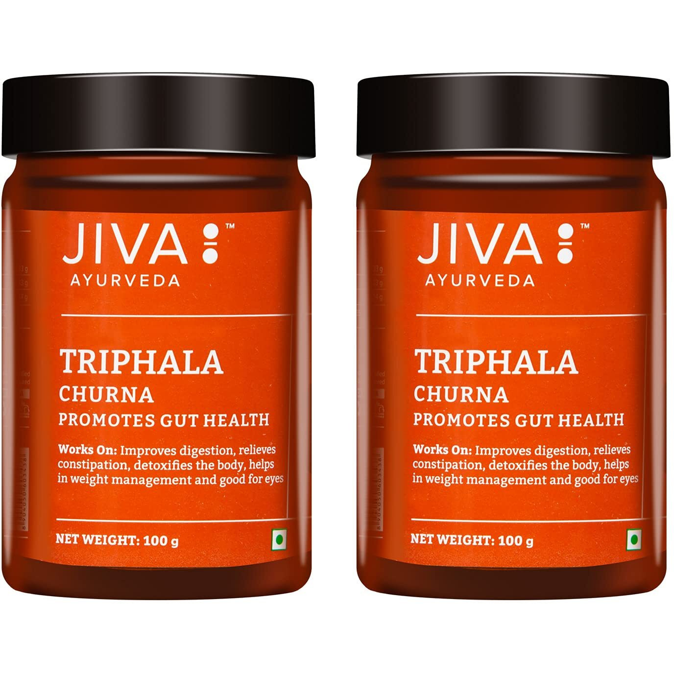 Jiva Triphala Churna 100Gm | 100% Ayurvedic Formulation Made Of Harad, Amla, & Bahaida | Detoxifies The Body, Improves Digestion & Metabolism (Pack Of 2)