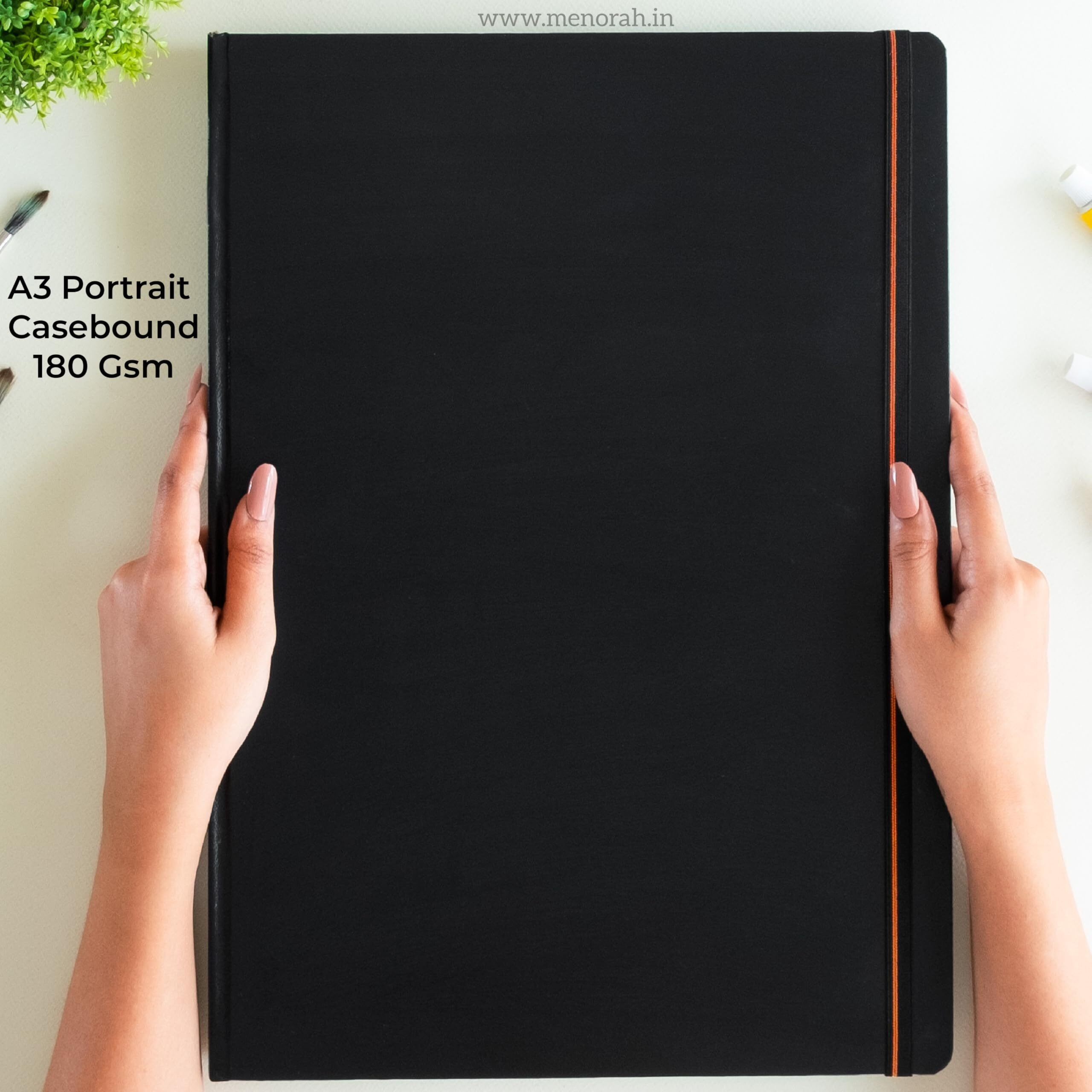 Menorah Paper - A3 - Sketch Book For Artist - 180Gsm-(100 Pages / 50 Sheets) - Handmade- Hard Bound - Drawing Notebook, (42.0 Cm X 29.7 Cm)- Sketchbooks- Portrait, Oil Paint
