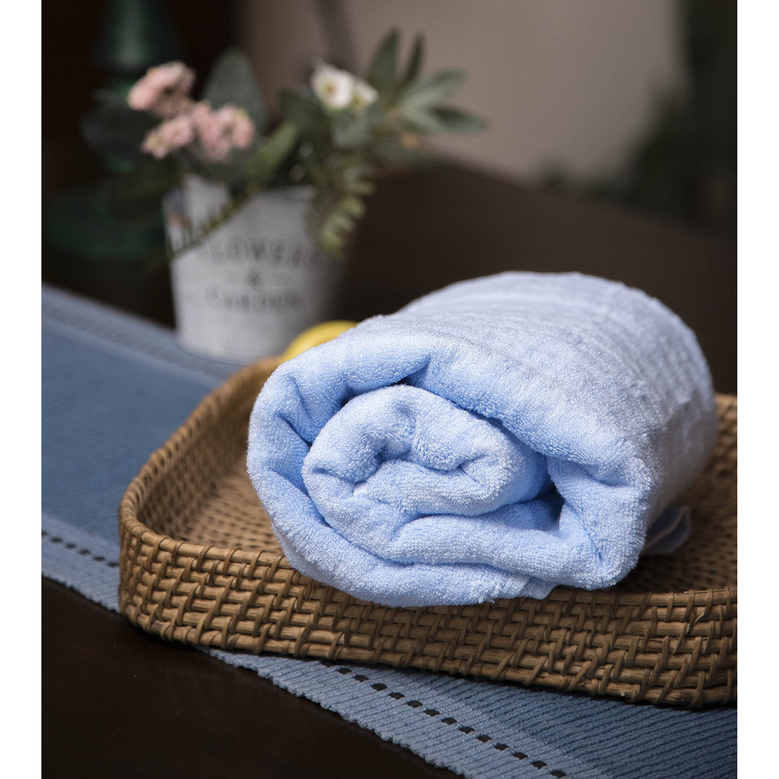 Mush Bamboo Hand Towels Set Of 2 | 100% Bamboo Gym Towel For Men/Women Workout | Ultra Soft, Absorbent & Quick Dry Towel For Gym, Travel, Sports And Yoga | 75 X 35 Cms | 600 Gsm (Sky Blue)