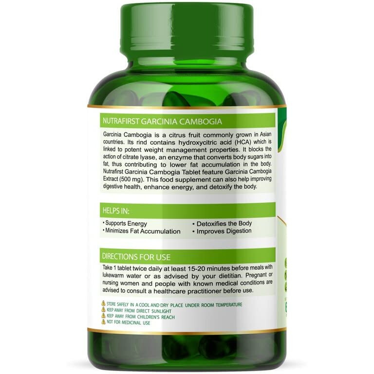 Nutrafirst Garcinia Cambogia Tablets With 70% Hca, Green Tea Extract, And Piperine For Weight Management - 60 Tablets (Garcinia Cap + Green Coffee Cap)