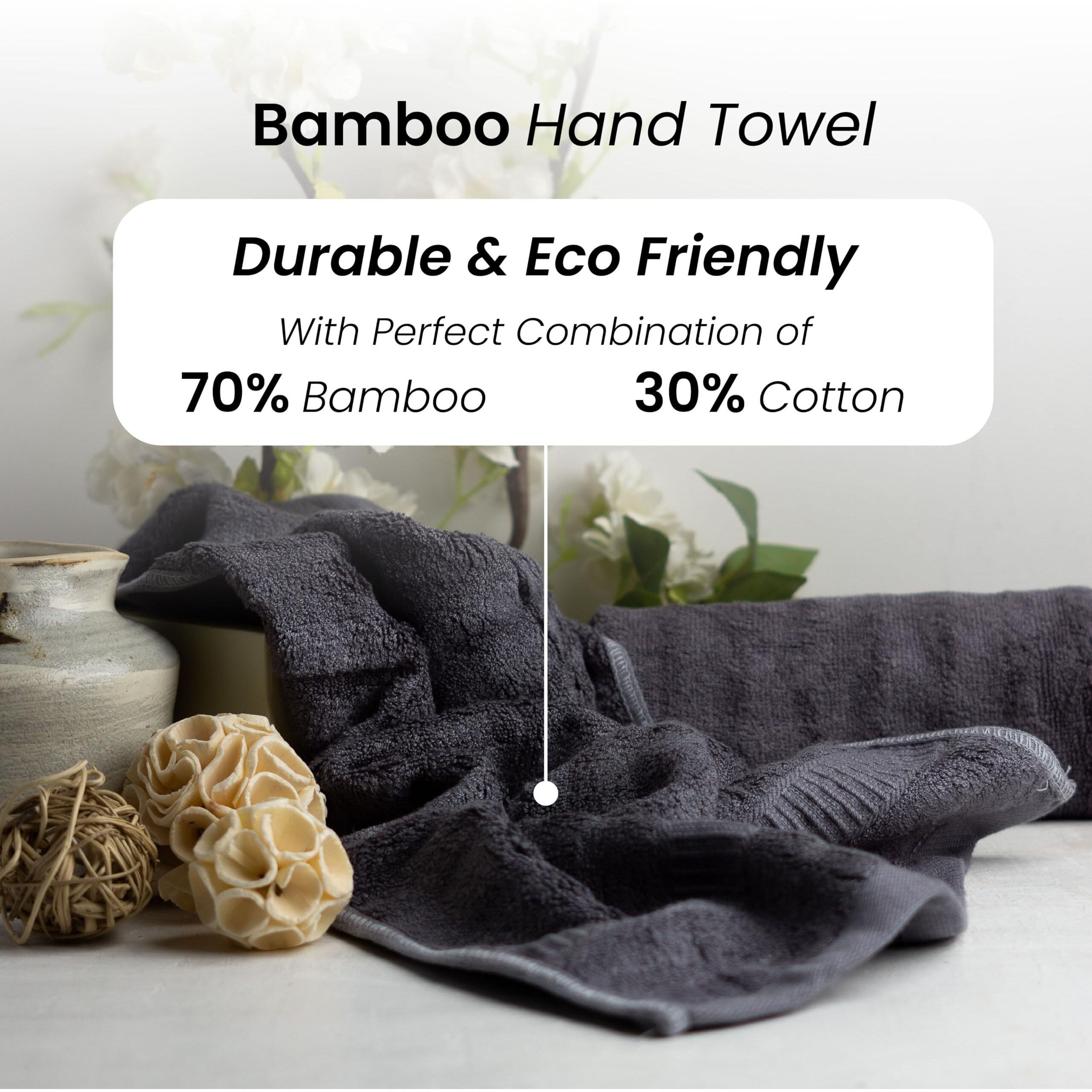 Mush Bamboo Hand Towels Set Of 2 | 100% Bamboo Gym Towel For Men/Women Workout | Ultra Soft, Absorbent & Quick Dry Towel For Gym, Travel, Sports And Yoga | 75 X 35 Cms | 600 Gsm (Space Grey)