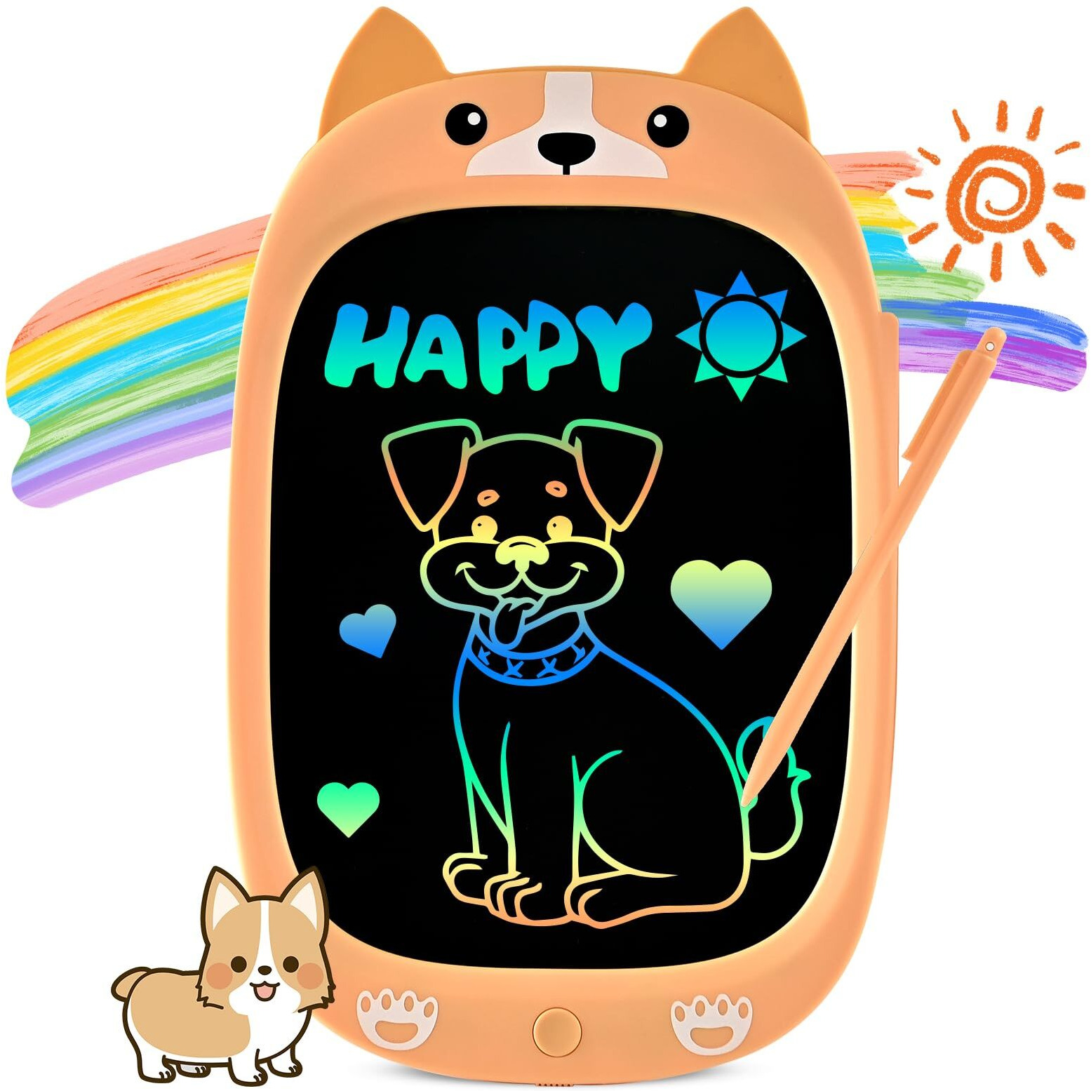 Cimetech Writing Tablet, 10 Inch Colorful Drawing Lcd Writing Pad For 3 4 5 6 7 8 Year Old Girls Boys Kids, Toddler Educational Learning Birthday (Yellow)