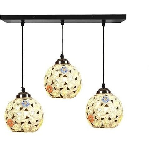 Gauvikl Linear 3 Light Cluster Robin Pendant Lamp/Hanging Lamp/Ceiling Light For Bedroom, Living Room, Restaurants, Dining, Coffee Shop, Home And Office.
