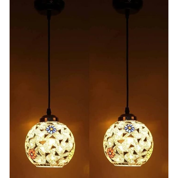 Gauvik Robin With Bulb Pendant Lamp/Hanging Lamp/Ceiling Light For Bedroom, Living Room, Restaurants, Dining, Coffee Shop, Home And Office. (Pack Of 2)