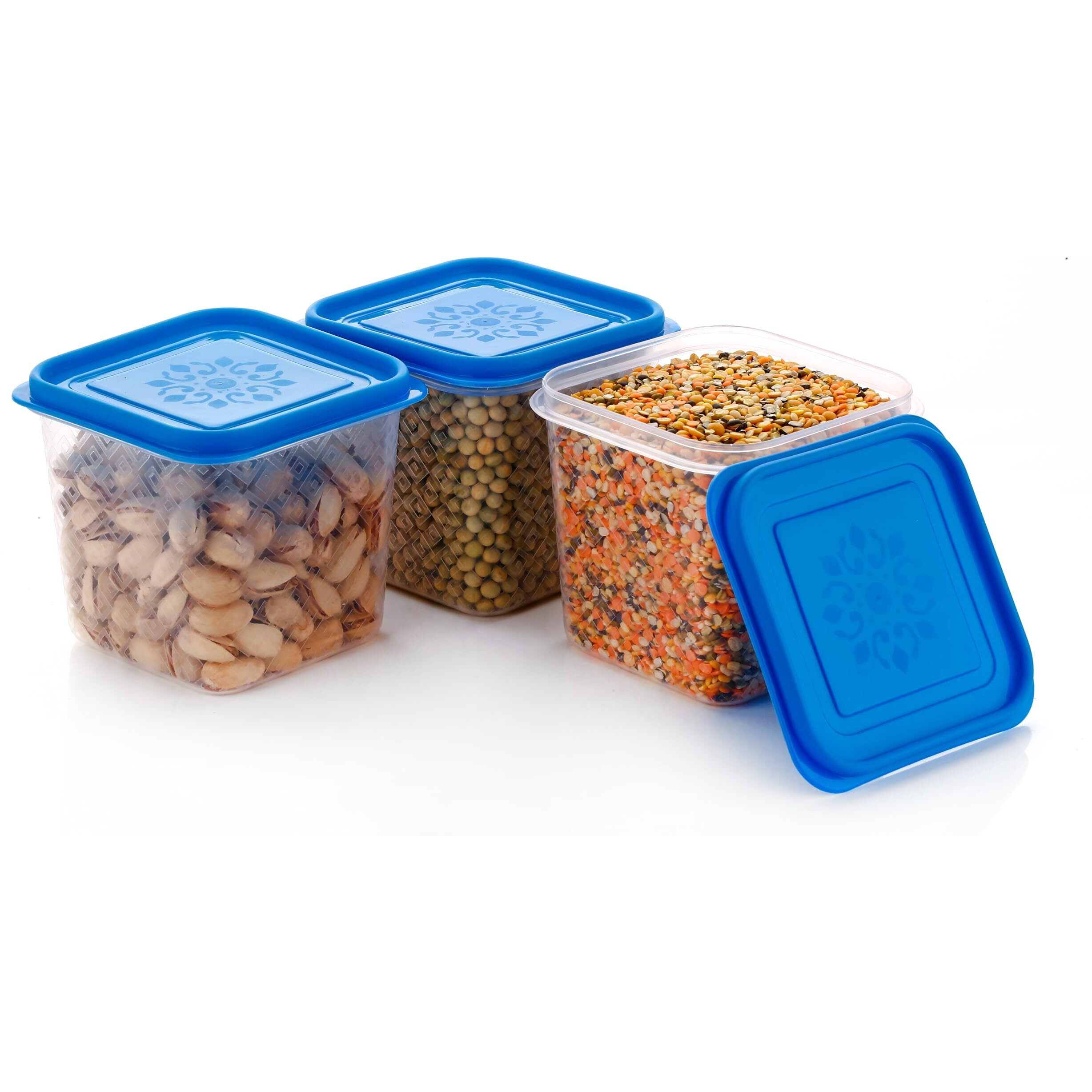 Hindstar Multipurpose Plastic Storage Jars And Kitchen Mate Classic Containers | Bpa-Free, Airtight Kitchen Container Set For Spices, Grains And More Items - Transparent (750Ml, Set Of 12)