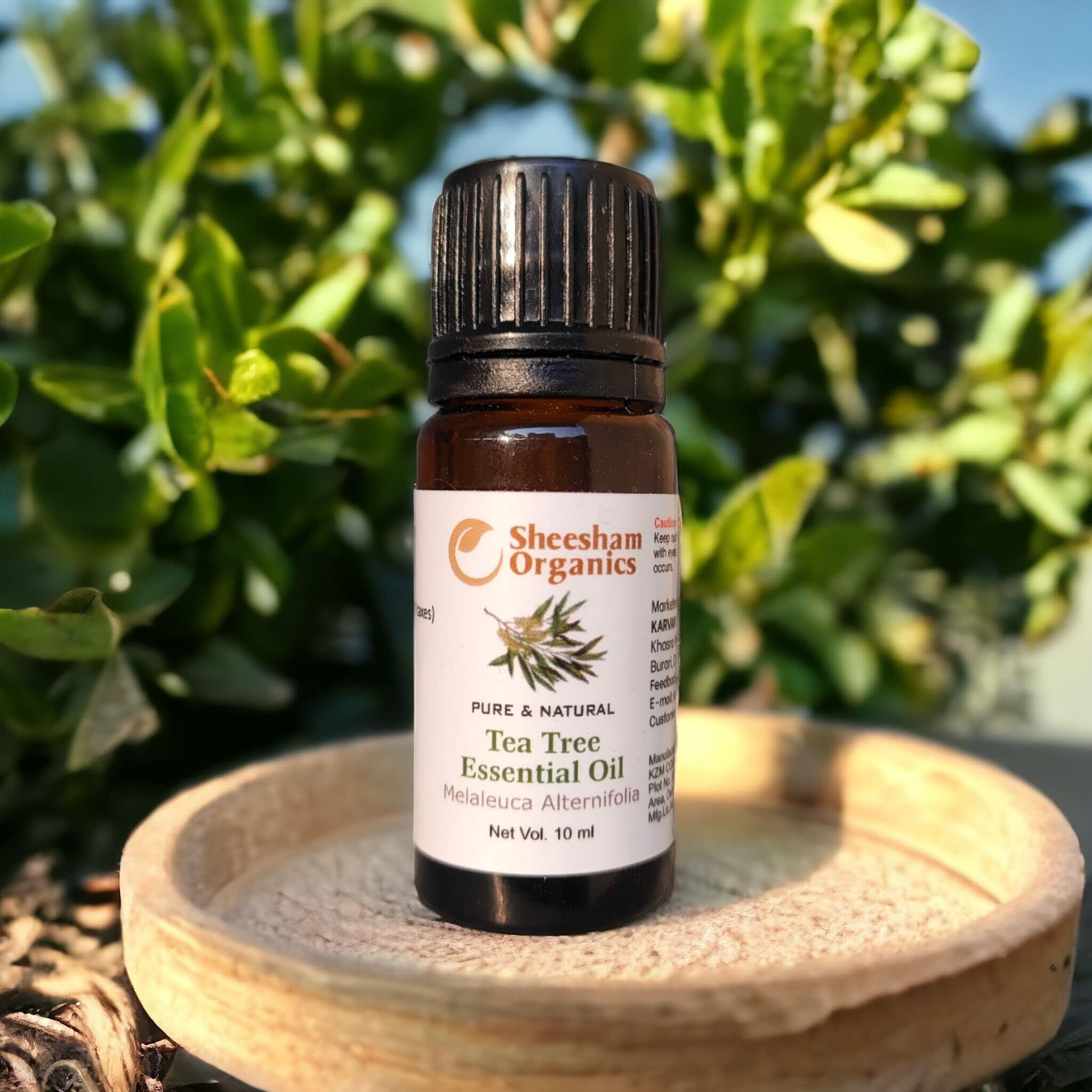 Sheesham Organics 10Ml Tea Tree Essential Oil For Skin, Help Blemish Acne, Pimples, Scars, Stress Relief, Anti-Dandruff & Aromatherapy | 100% Pure, Natural, Undiluted Oil For Hair And Body Care