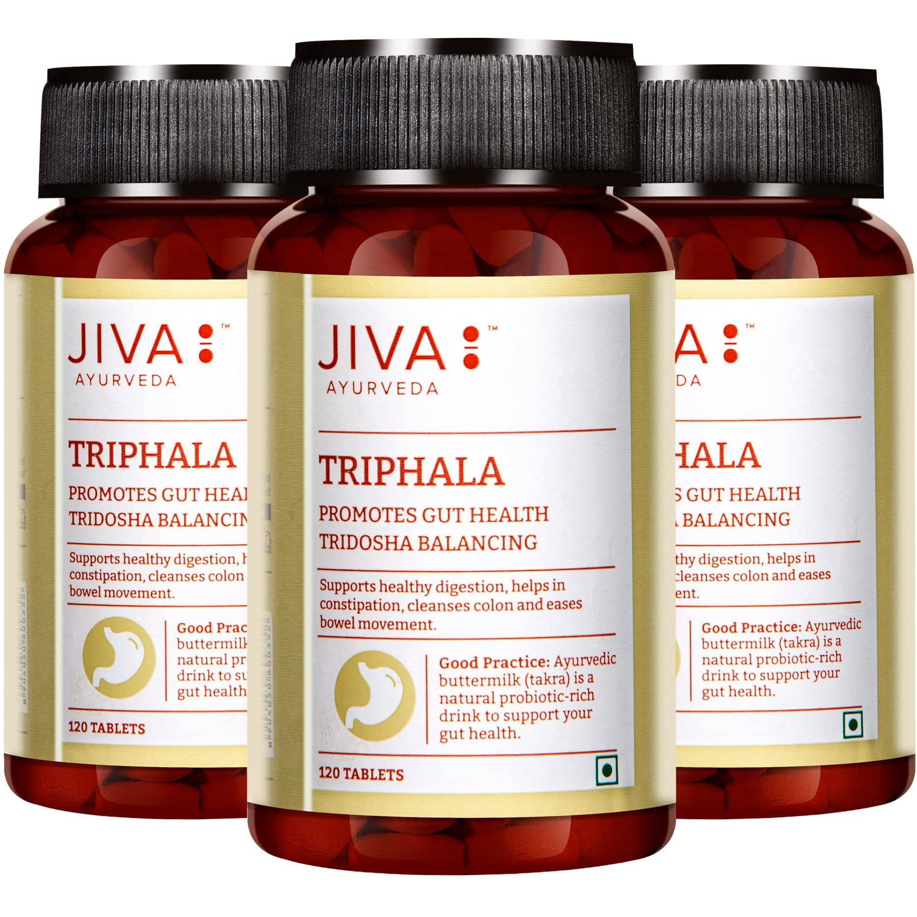 Jiva Triphala - 120 * 3 Tablets | (100% Pure & Natural) An Ayurvedic Formulaion | Helps To Relieves Constipation | Good For Digestion