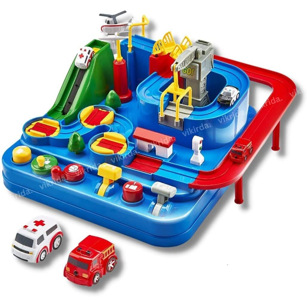 Vikrida Car Race Tracks Adventure Toys, Car Race Track, City Rescue Preschool Educational Toy Vehicle Puzzle Car Track Playsets For Toddlers